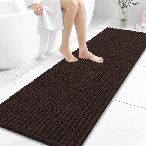 OLANLY Bathroom Runner Rugs 59x20, Thick Soft Absorbent Chenille Bath Rugs