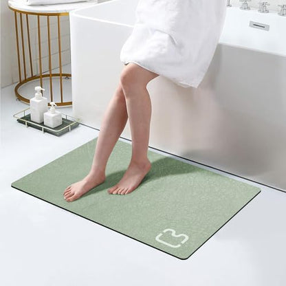 Diatomaceous Earth Bath Mat Stone Bath Mats for Bathroom,17"x32",Sage Green