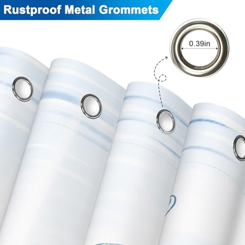 Blue Sea Turtle Shower Curtain with Hooks, Summer Ocean Waterproof Shower Curtains with Weighted Hem and Metal Grommets, Machine Washable Coastal Shower Curtain for Bathroom Decor, 72x72 Inches