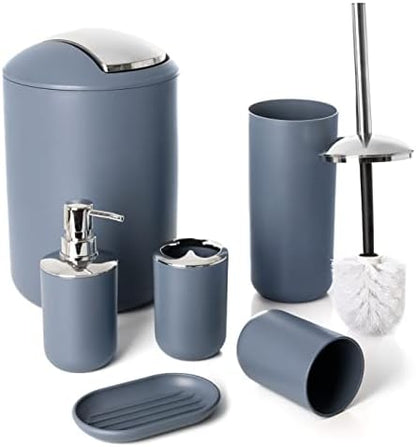 Moss & Stone 6-Piece Blue Bathroom Accessories Set, Soap Dispenser