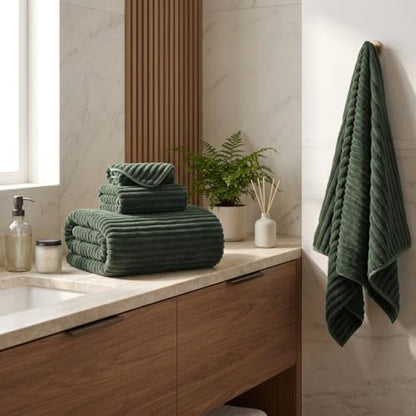 3 Pack Bath Towel Set, 40"x80" Oversized Bath Sheet, Olive Green
