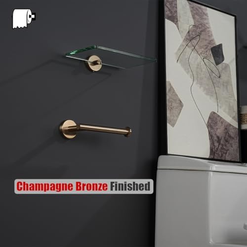 JQK Champagne Bronze Toilet Paper Holder, 5 Inch Tissue Paper Dispenser for Bathroom, 304 Stainless Steel Thick 0.8mm Wall Mount, TPH120-CB