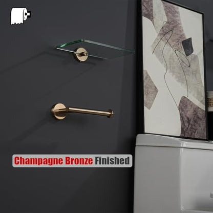 JQK Champagne Bronze Toilet Paper Holder, 5 Inch Tissue Paper Dispenser for Bathroom, 304 Stainless Steel Thick 0.8mm Wall Mount, TPH120-CB