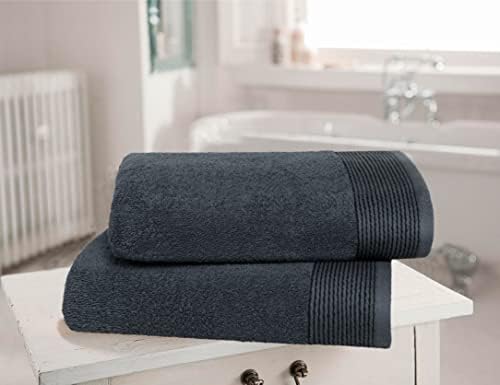 Belizzi Home Ultra Soft 2 Pack Oversized Bath Towel Set 28x55 inche, 100% Cotton Large Bath Towel, Ultra Absorbant Compact Quickdry & Lightweight Towel, Ideal for Gym Travel Camp Pool - Charcoal Grey