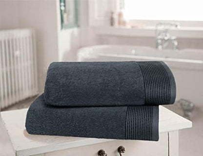 Belizzi Home Ultra Soft 2 Pack Oversized Bath Towel Set 28x55 inche, 100% Cotton Large Bath Towel, Ultra Absorbant Compact Quickdry & Lightweight Towel, Ideal for Gym Travel Camp Pool - Charcoal Grey