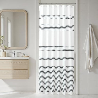 jinchan Small Stall Shower Curtain 36x72 inches Black and White Modern Farmhouse Striped Waterproof Fabric Shower Curtains for Bathroom with 7 Hooks Machine Washable