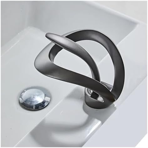 Creative Single Hole Kitchen Faucet, Frosted Gold Bathroom Sink Tap, Hot & Cold Water Mixer, All-Copper Waterfall Style Faucet for Vanity Cabinet