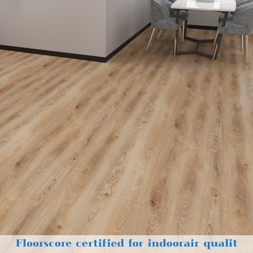 Lareko 108 Sq.Ft,Wood Peel and Stick Floor Tiles,72 Pack Brown Vinyl Flooring (No Adhesive Residue) 36"×6" Waterproof and Non-Slip Laminate Flooring for Renters Bathroom, Living Room(Honey