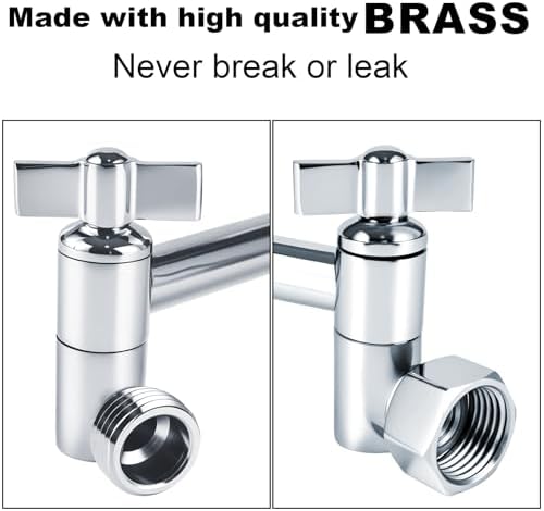 Heavy Duty Adjustable Shower Arm, 11" 100%Brass Extension with Gear Lock Teeth & Swivel Nut,Strong Load Support, No Sagging, Keeps ShowerHead Straight, Leak-Free, G1/2 NPT(Chrome)