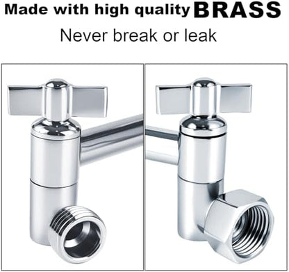 Heavy Duty Adjustable Shower Arm, 11" 100%Brass Extension with Gear Lock Teeth & Swivel Nut,Strong Load Support, No Sagging, Keeps ShowerHead Straight, Leak-Free, G1/2 NPT(Chrome)