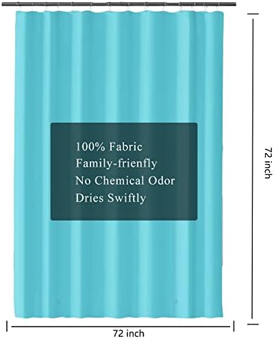 LLSCL Sapphire Blue Fabric Shower Curtain Liner with Magnets, Waterproof Hotel Quality, 72 x 72 Machine Washable