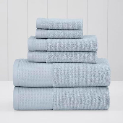 Modern Threads Waffle-Rib 6-Piece Towel Set – Premium Cotton Bath Towels, Ultra-Absorbent & Soft, Elegant Waffle Texture for Bathroom & Spa, Air
