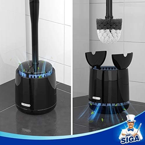 MR.SIGA Toilet Bowl Brush and Holder, Sturdy Long Handle, Black, 1 Pack