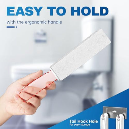 Vacplus Toilet Brush, 2 Pack, 100% Pumice Stone, Long Handle