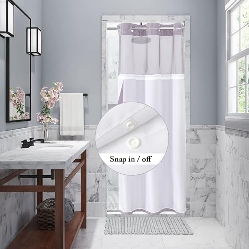 Gibelle No Hook Cloth Lavender Shower Curtain with Liner, 36x74