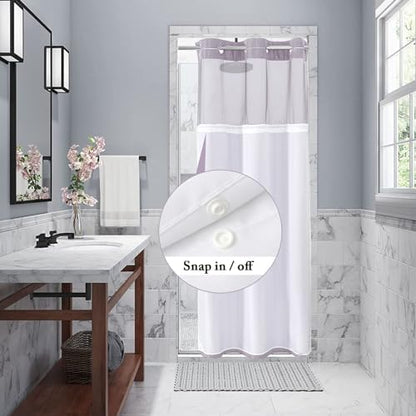 Gibelle No Hook Cloth Lavender Shower Curtain with Liner, 36x74
