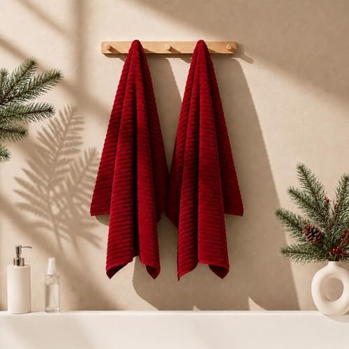 2 Piece Bath Sheets, 40"x80" Microfiber Bath Towels, Red