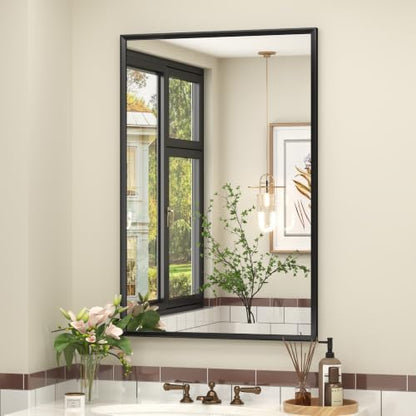 Black Framed Bathroom Mirror for Over Sink 24x36