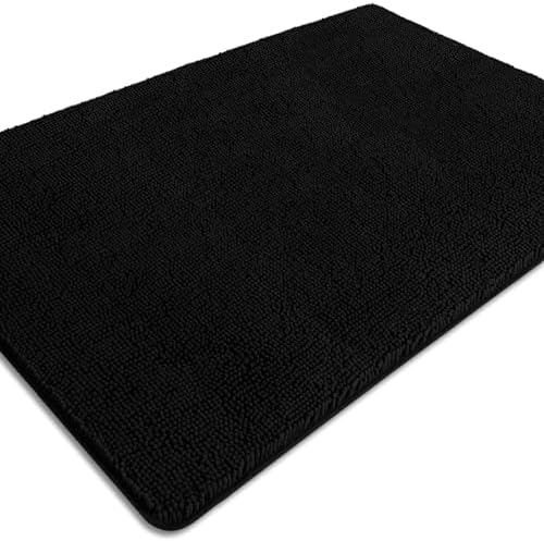 Bathroom Rugs 40 x 60 Inch – Extra Large Bath Mat | Absorbent and Washable Thick Chenille Bath Rugs Non-Slip Runner Rug for Bathroom, Shower, Tub(Black)