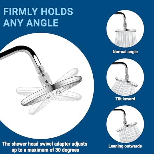 2 Pcs Shower Connector Ball Joint Shower Head Swivel Ball Adapter Brass Adjustable Shower Arm Extension Universal Component Polish Chrome