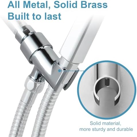 OFFO Shower Head Holder with Solid Metal Ball Joint for Handheld Shower Head, Adjustable Shower Arm Mount for Connecting Shower Arm and Shower Hose, 1/2 in IPS Female Inlet and Male Outlet, Chrome