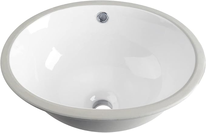 Bathroom Sink, DeerValley DV-1U303 Symmetry 18" X 15" Undermount Bathroom Sink Oval Bathroom Vanity Sink White Ceramic Vessel Sinks with Overflow Hole