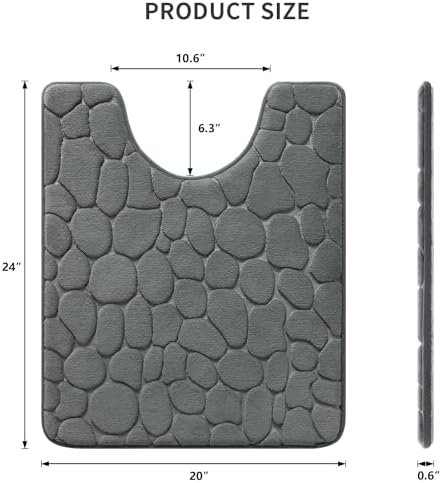 YIHOUSE Memory Foam Bath Mat Cobblestone Bathroom Rugs Super Water Absorbent Bath Mats for Bathroom Machine Washable Bath Rugs(20 x 24,Dark Gray)