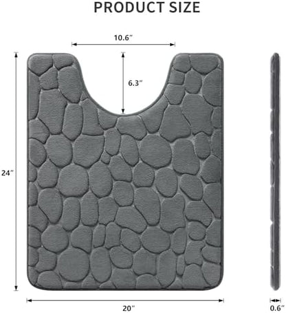 YIHOUSE Memory Foam Bath Mat Cobblestone Bathroom Rugs Super Water Absorbent Bath Mats for Bathroom Machine Washable Bath Rugs(20 x 24,Dark Gray)