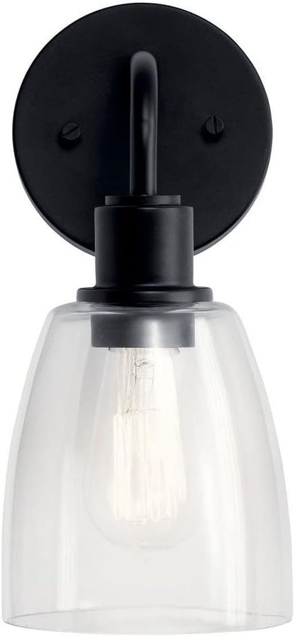 Kichler Meller 11 Inch 1 Light Wall Sconce with Clear Glass in Black