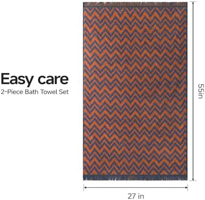 ecolook Chevron Pattern Beach and Bath Towels 2 Pack, Decorative Cotton