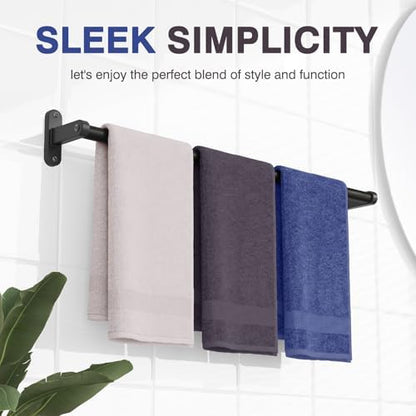 Powools Matte Black 24" Towel Rack, Rustproof Wall Mounted Towel Bar