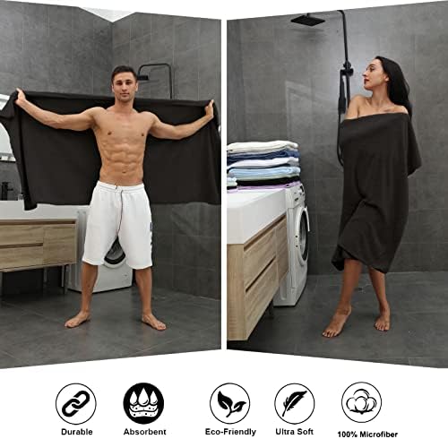 8-Piece Brown Bath Towel Set, 2 Extra Large Bath Towel Sheets, 2 Hand Towels and 4 Washcloths - Highly Absorbent Quick Dry Microfiber,Ultra Soft Towel Set for Bathroom, Waffle Weave Design, Pack of 8