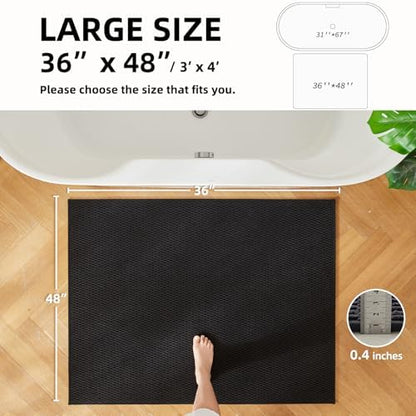 TYUU Black Large Bathroom Rugs Non Slip Washable Bath Rugs Super Absorbent Bathroom Rug Thin Quick Dry Low Pile Bath Mats, Black 36''x48''