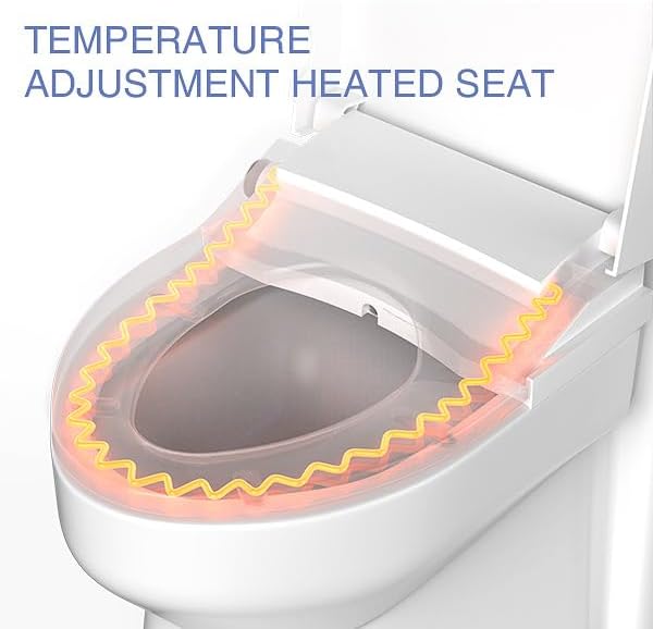 Electric Bidet Toilet Seat Elongated with Dryer – Smart Bidet Seat with Heated Seat,Warm Water Wash,Energy Saving Mode,Wireless Remote,Slow-Close Lid & Night Light