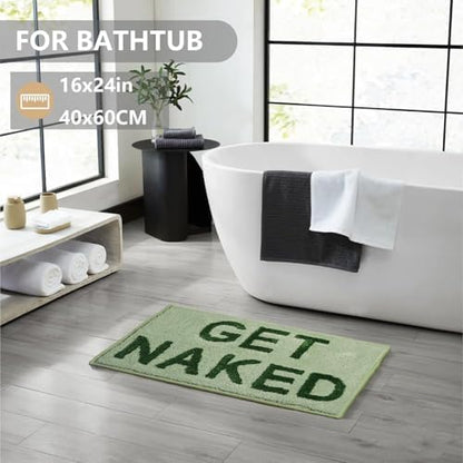 KOEXM Get Naked Bath Mat Sage Green, 16" x 24" Non Slip Microfiber