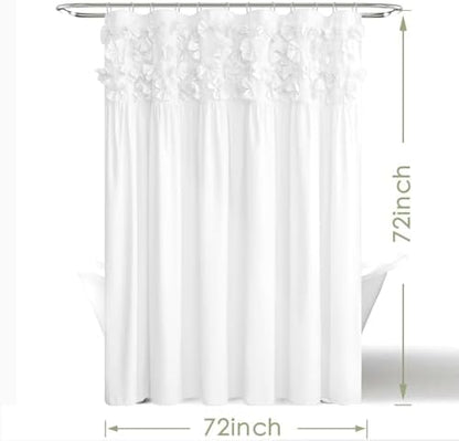Handmade Bow Tie Shower Curtain, White, 72 x 72 in