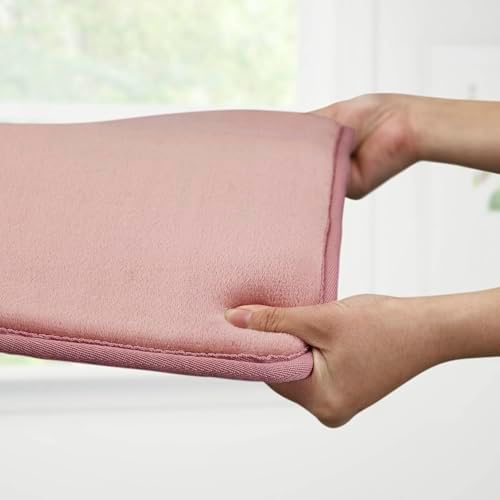 Memory Foam Bath Mat Non Slip Absorbent Super Cozy Velvet Bathroom Rug Carpet (24 inches X 48 inches, Mauve)