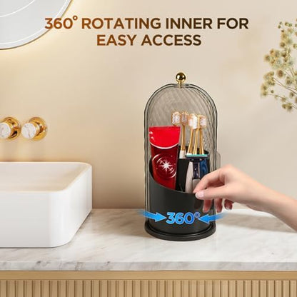 3 Slots Rotating Toothbrush Holders with Lid for Bathroom