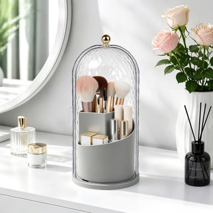 Toothbrush Holder with Cover for Bathroom Countertop, Organizer, Gray