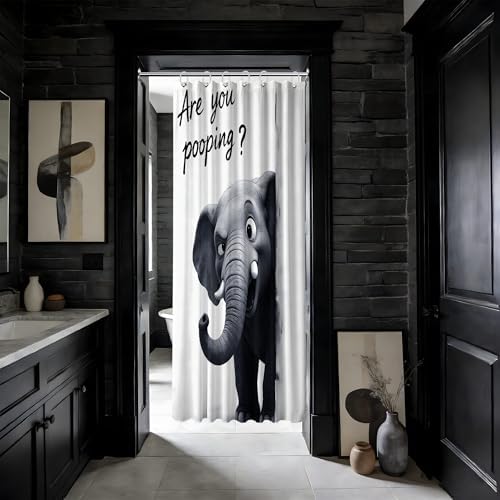 Small Stall Shower Curtain Rv Cute Elephant, 48 x 72 Inchs