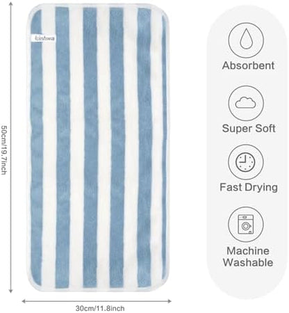 KinHwa Hand Towels for Bathroom, Microfiber Blue Stripe Hand Towels, 2 Pack