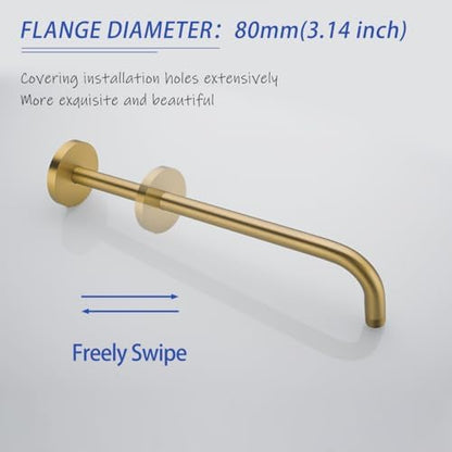 Stainless Steel Shower Head Extension Arm Wall Mounted Rainfall Shower Tube Bathroom Hardwares Accessories 16 Inch Champagne Bronze,SW-RD91018-16CB.