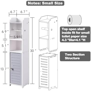 AOJEZOR Toilet Paper Holder Small: Bathroom Storage Cabinet for Renters