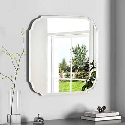 Silver Wall Mirror-Beveled Edge Frameless Mirror for Bathroom, Vanity, Bedroom, Rectangle Mirror（24X24inch）