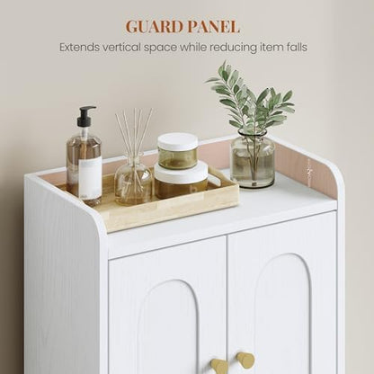 HEXCELEN Small Bathroom Storage Cabinet, Mediterranean, White
