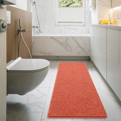 LOCHAS Luxury Bathroom Rug Shaggy Bath Mat 24 x 60 Inch, Peach