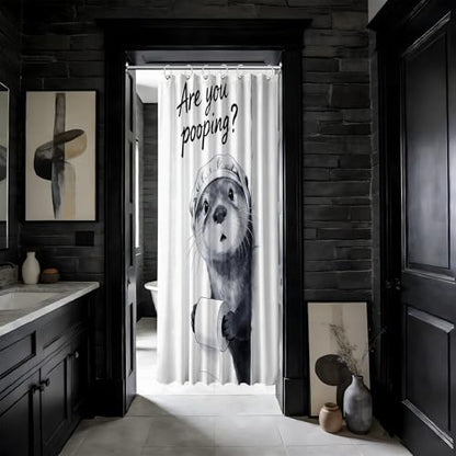 Small Stall Shower Curtain Rv Funny Otter, 36 x 72 Inchs