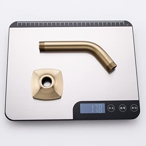 Shower Arm with Flange, Angled 6-Inch Stainless Steel Replacement Pipe, Wall Mounted Tube for Bathroom Shower Head, Brushed Gold,SW-91018-6BG.