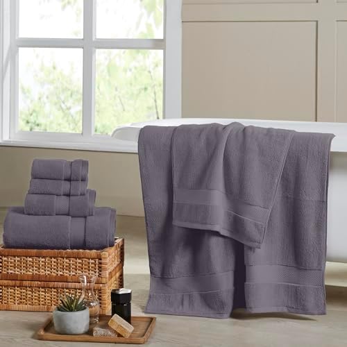 Modern Threads Luxury 6-Piece Quick-Dry Towel Set – Plush & Ultra-Absorbent for Spa-Like Experience, Gray