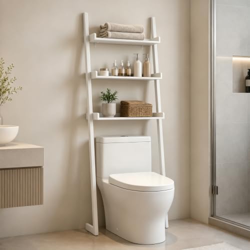 3-Tier Bathroom Over Toilet Storage for Small Space (White)